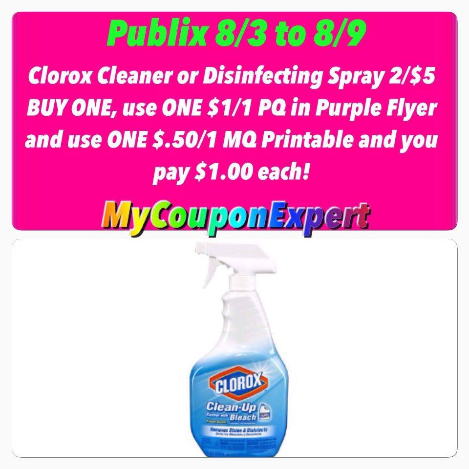 WHOOP!! Clorox Cleaning Products Only $1.00 at Publix from 8/3 – 8/9