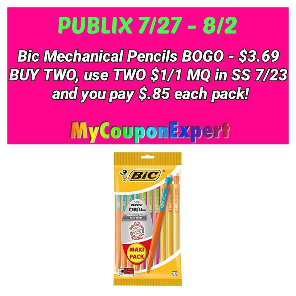 OH YEAH! Bic Mechanical Pencils Only $.85 at Publix from 7/27 – 8/2