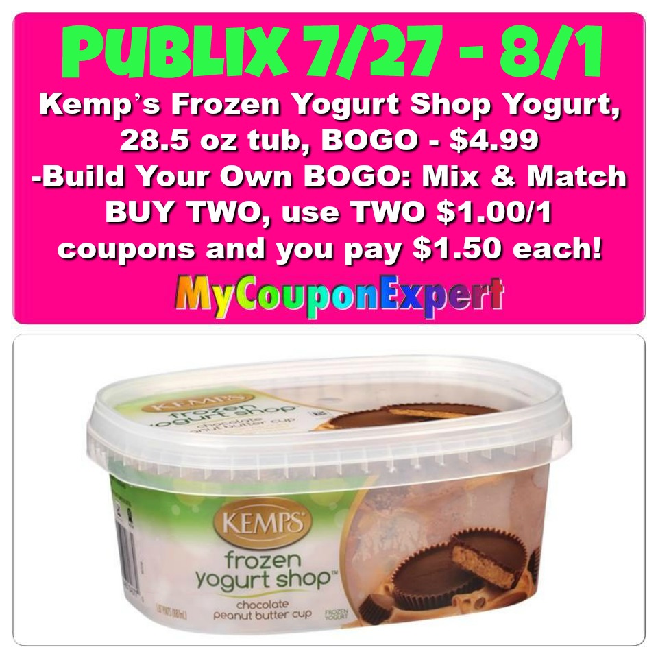 OH EM GEE!! Kemp’s Frozen Yogurt Only $1.50 at Publix from 7/27 – 8/1