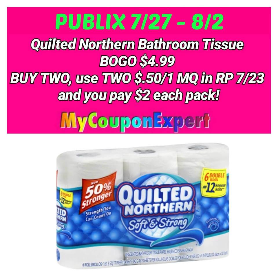 WHOOP!! Quilted Northern Only $2.00 at Publix from 7/27 – 8/2