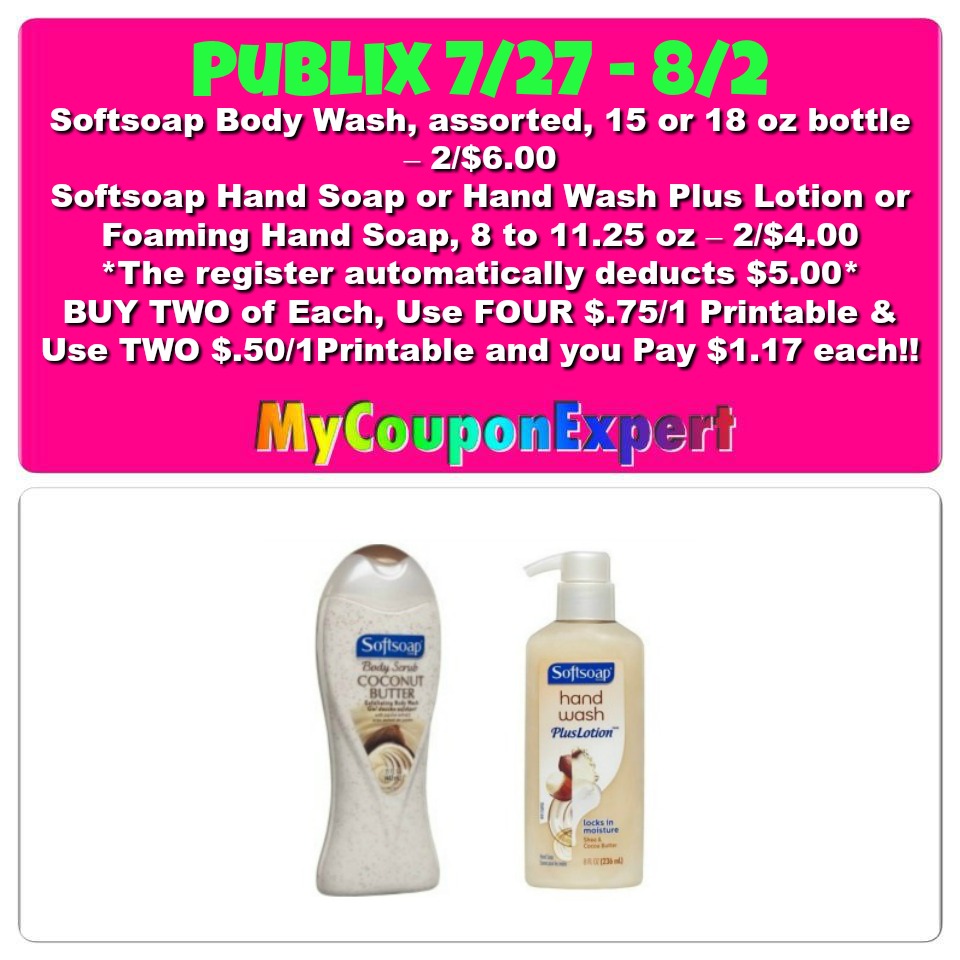 OH YEAH!! Softsoap Products Only $1.17 at Publix from 7/27 – 8/2