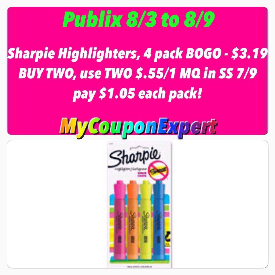 HIP HIP HOOORAY! Sharpie Highlighters Only $1.05 at Publix from 8/3 – 8/9