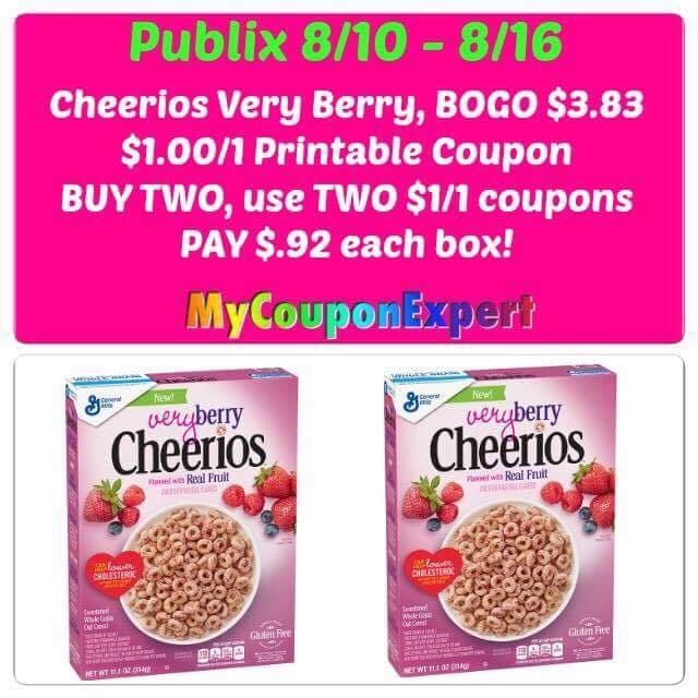 OH YEAH!! Cheerios Very Berry Only $.92 at Publix from 8/10 – 8/16