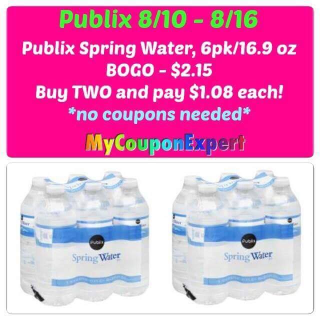 OH YEAH!! Publix Spring Water only $1.08 at Publix from 8/10 – 8/16
