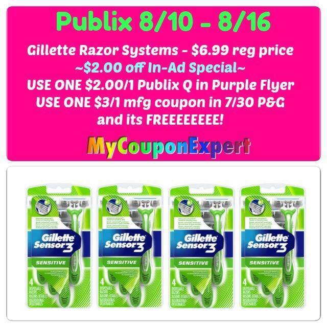 OH YEAH!! FREE Gillete Razors at Publix from 8/10 – 8/16