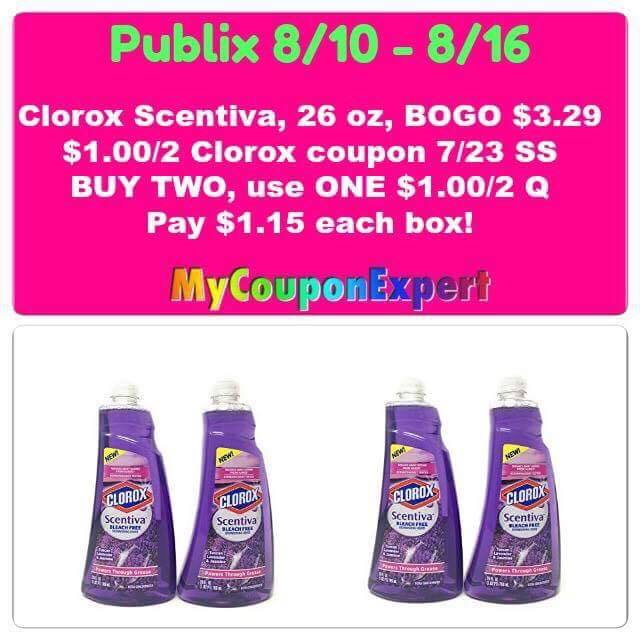 OH YEAH! Clorox Scentiva Dishwashing Liquid Only $1.15 at Publix from 8/10 – 8/16