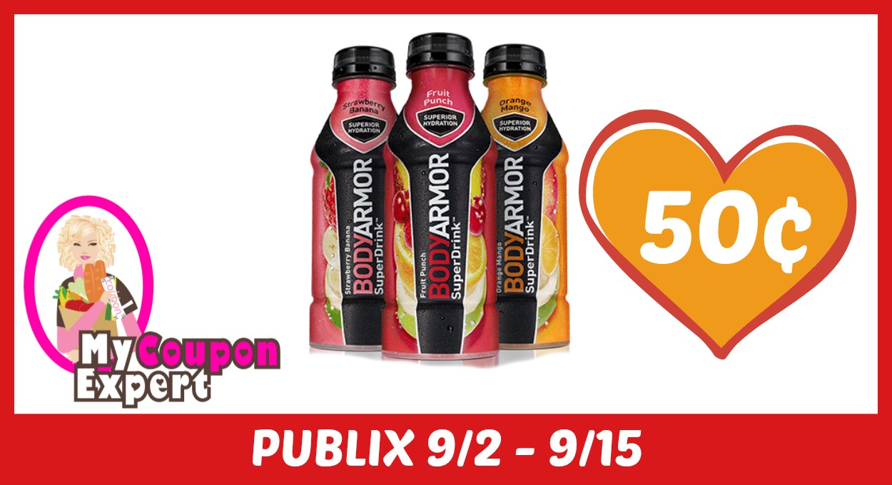 Bodyarmor Natural Sports Drink Only 50¢ each after sale and coupons