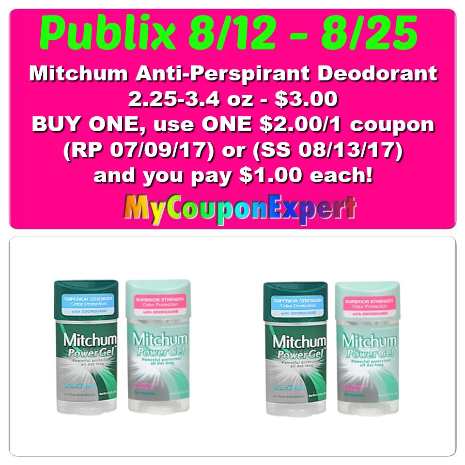 WOOT!! Mitchum Anti-Perspirant Deodorant Only $1.00 at Publix from 8/12 – 8/25