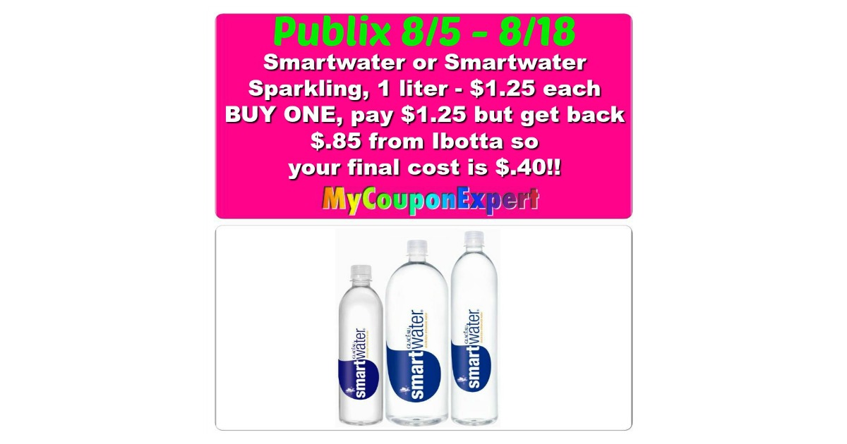 OH EM GEE!! Smartwater Only $.40 at Publix from 8/5 – 8/18