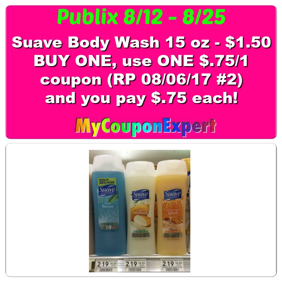 OH YEAH!! Suave Body Wash Only $.75 at Publix from 8/12 – 8/25