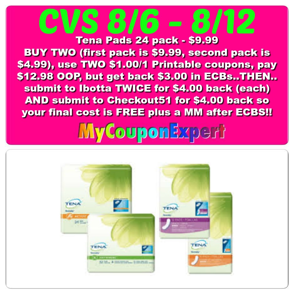 OH EM GEE!! MONEY MAKER on Tena Products at CVS from 8/6 – 8/12