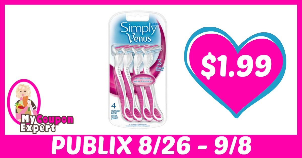 Gillette Simply Venus Disposable Razors Only $1.99 each after sale and coupons