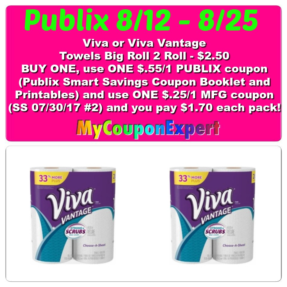 OHHH YEAH!! Viva or Viva Vantage Towels Only $1.70 at Publix from 8/12 – 8/25