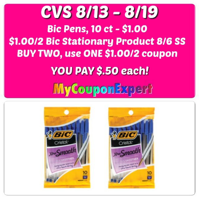 WHOOP!! Bic Pens Only $.50 at CVS from 8/13 – 8/19