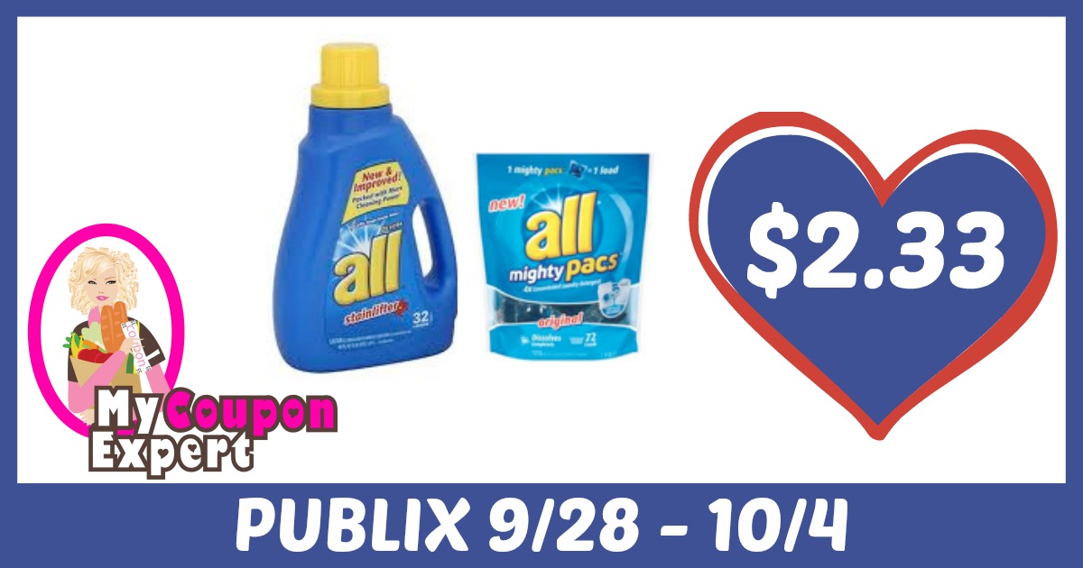 All Laundry Detergent Only $2.33 each after sale and coupons