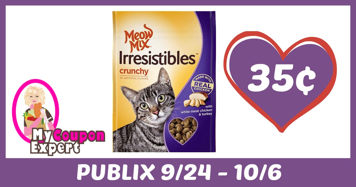 Meow Mix Irresistibles Treats Only 35¢ each after sale and coupons