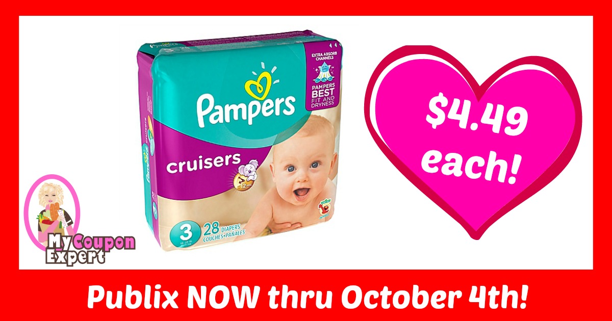 Publix Deal!  Pampers just $4.49 NOW through 10/4!!  Look!