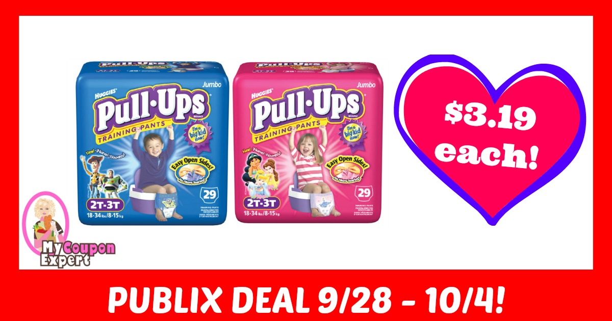 Huggies Pull Ups just $3.19 per pack at Publix!!