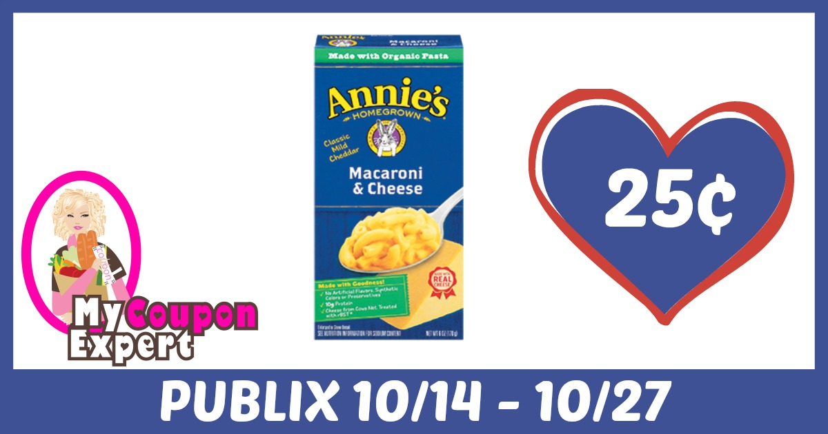 Annie’s Homegrown Macaroni & Cheese Only 25¢ each after sale and coupons