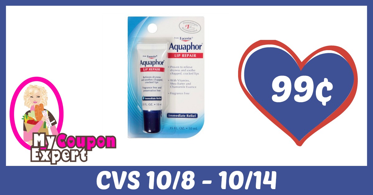 Aquaphor Lip Repair Only 99¢ each after sale and coupons