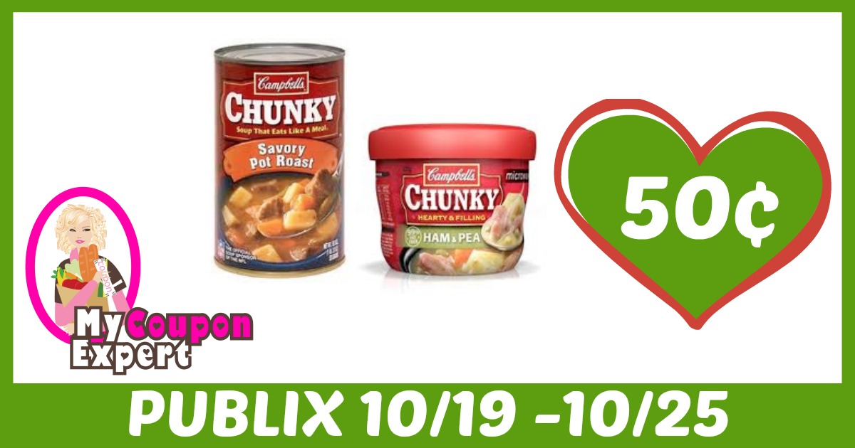Campbell’s Chunky Soup Only 50¢ each after sale and coupons