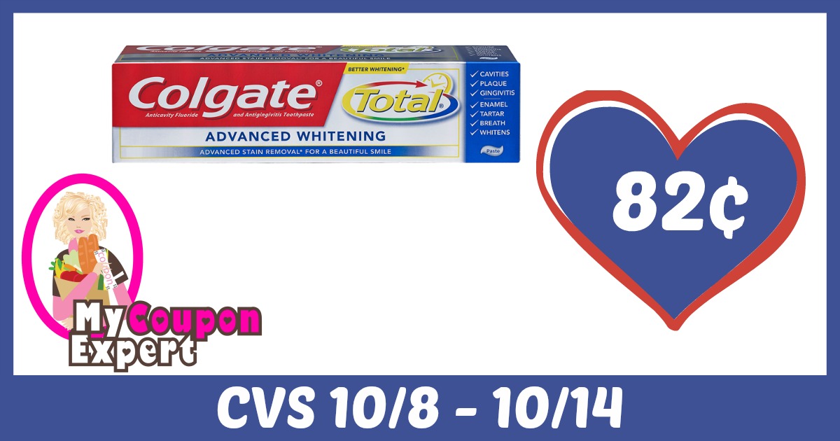 Colgate Total Whitening Toothpaste Only 82¢ each after sale and coupons