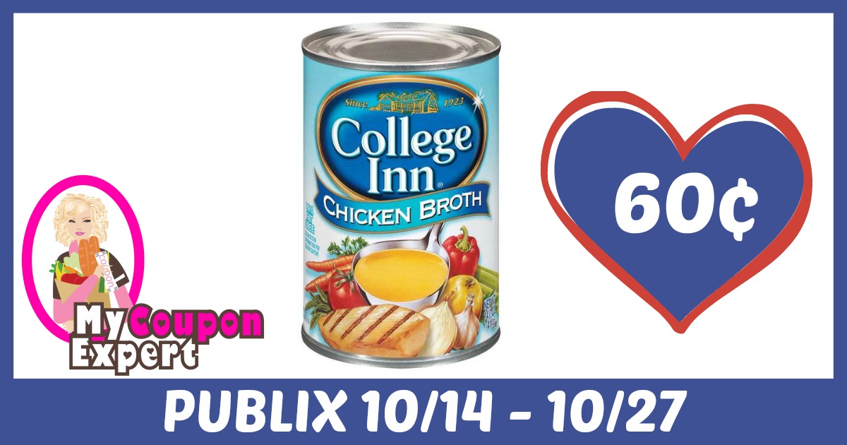 College Inn Chicken Broth Only 60¢ each after sale and coupons