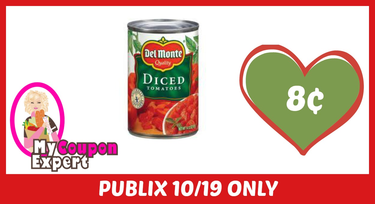 Del Monte Tomatoes Only 8¢ each after sale and coupons