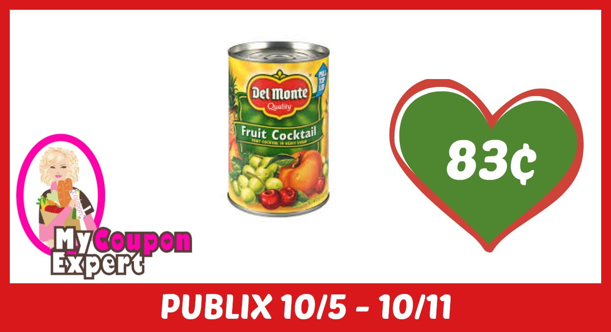 Del Monte Fruit Only 83¢ each after sale and coupons