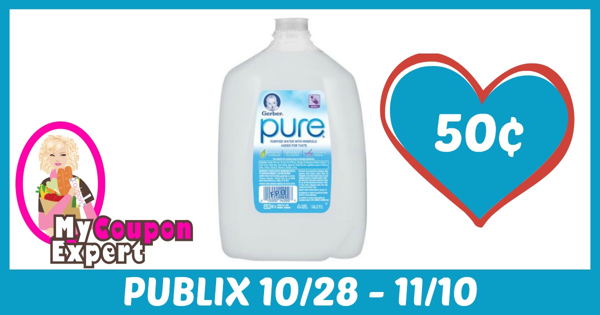 Gerber Pure Purified Water Only 50¢ each after sale and coupons