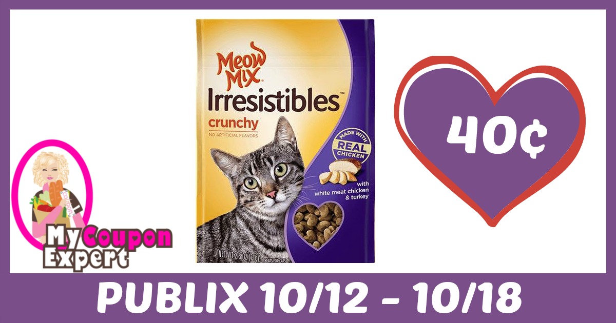 Meow Mix Irresistibles Treats Only 40¢ each after sale and coupons