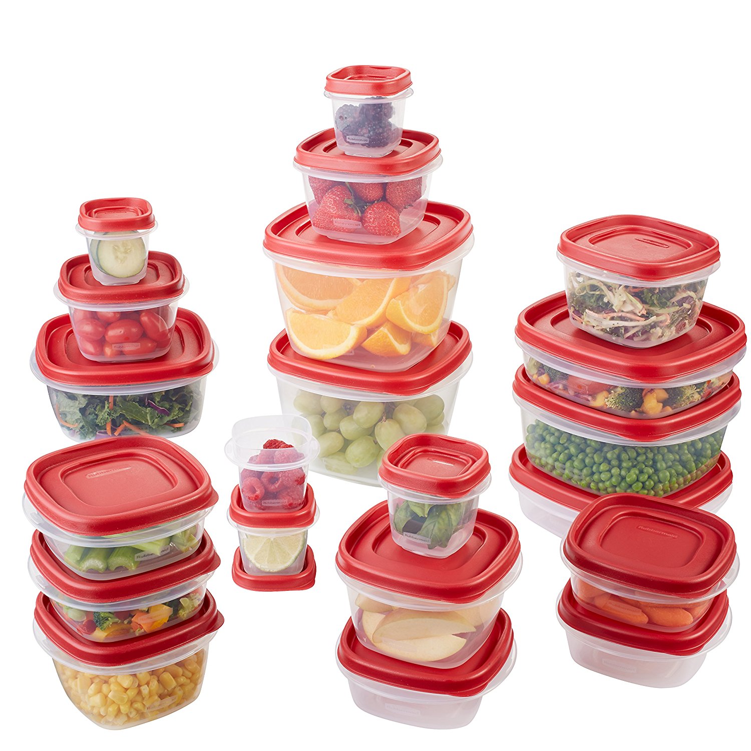 42-Piece Set, Red Food Storage Containers Under $10.00 – 50% Savings