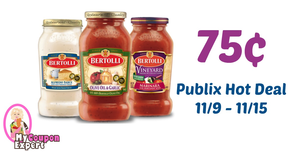 Bertolli Sauce Only 75¢ each after sale and coupons