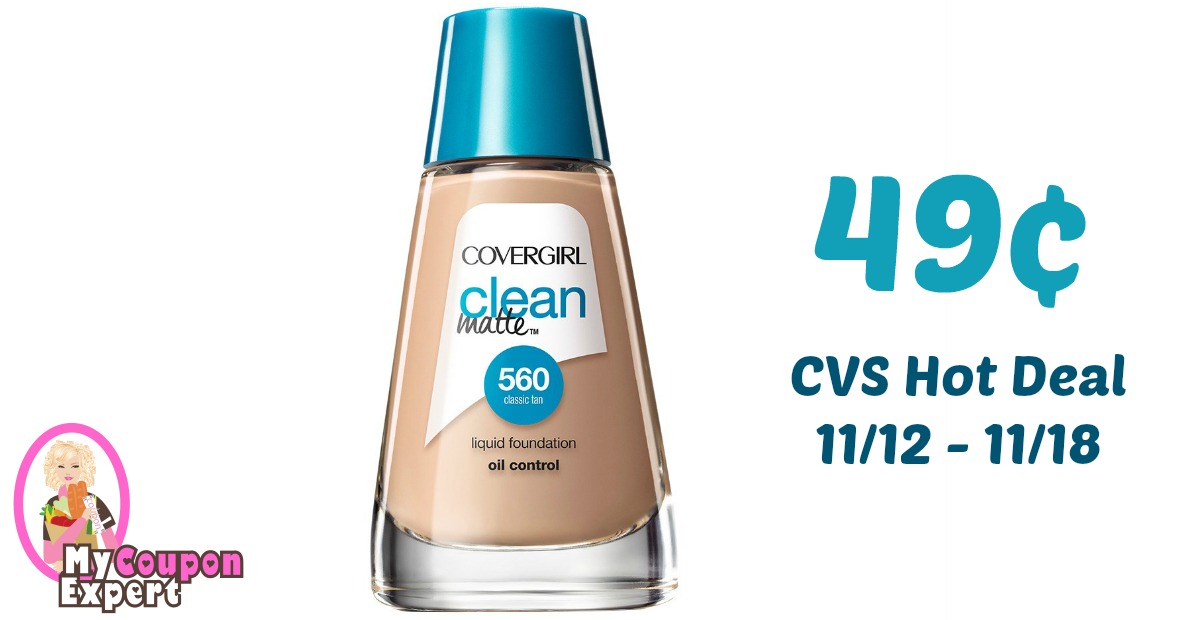 COVERGIRL Clean Matte Liquid Foundation Only 49¢ each after sale and coupons