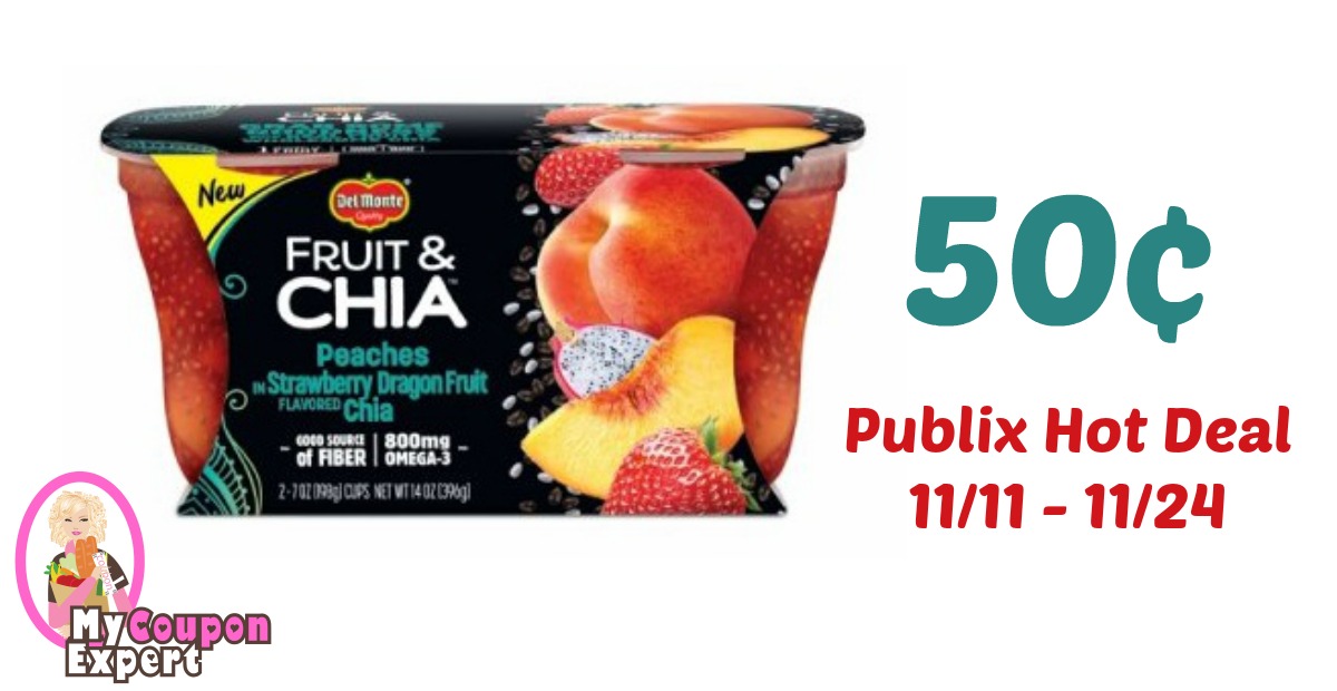 Del Monte Fruit & Chia Only 50¢ each after sale and coupons