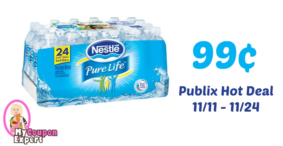 Nestle Pure Life Water 24 pk Only 99¢ each after sale and coupons