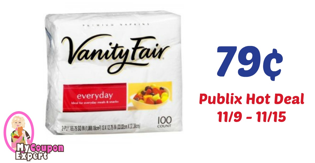 Vanity Fair Napkins Only 79¢ each after sale and coupons