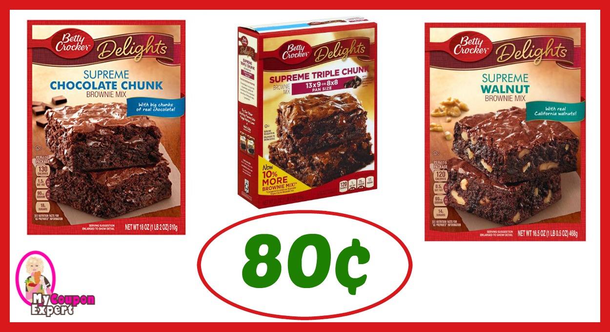 Publix Hot Deal Alert! Betty Crocker Delights Brownie Mix Only 80¢ each after sale and coupons