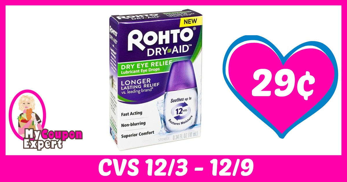 Rohto Dry Aid Lubricant Eye Drops Only 29¢ each after sale and coupons