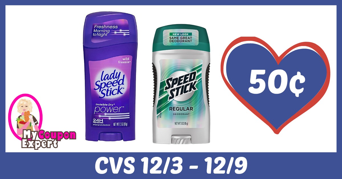 Speed Stick Deodorant Only 50¢ each after sale and coupons