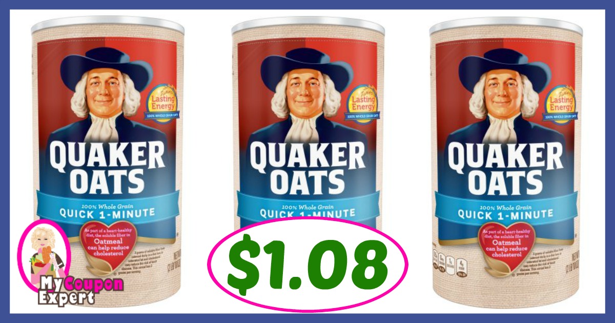 Publix Hot Deal Alert! Quaker Oats Oatmeal Only $1.08 after sale and coupons