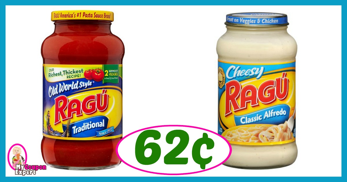 Publix Hot Deal Alert! Ragu Pasta Sauce Only 62¢ each after sale and coupons
