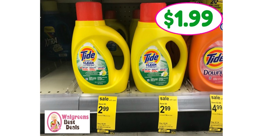 Tide Simply just $1.99 at Walgreens!!  Easy Deal!