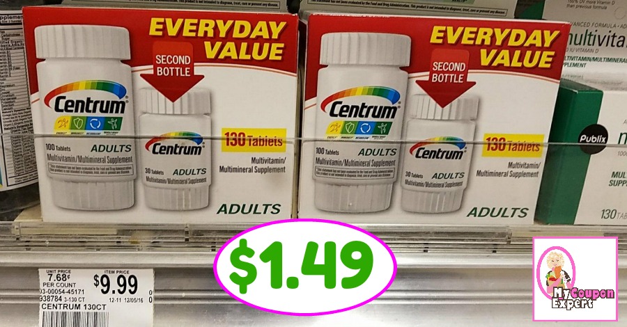 Publix Hot Deal Alert! Centrum Vitamins Only $1.49 each after sale and coupons