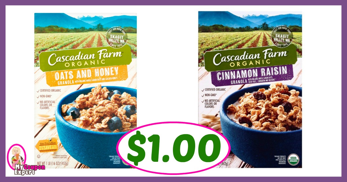 Publix Hot Deal Alert! Cascadian Farm Cereal Only $1.00 after sale and coupons