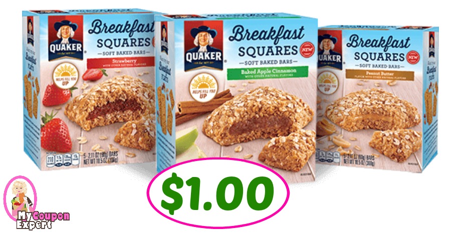 Quaker Breakfast Flats or Squares $1.00 at Publix!