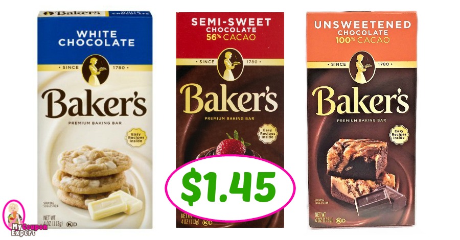 Baker’s Premium Chocolate Baking Bars just $1.45 ONE DAY ONLY!