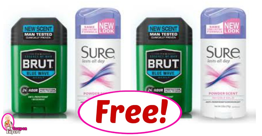 Brut or Sure Deodorant for FREE at CVS this week!
