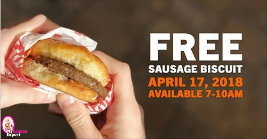 Free Hardee’s Sausage Biscuit on Tuesday, April 17th!!