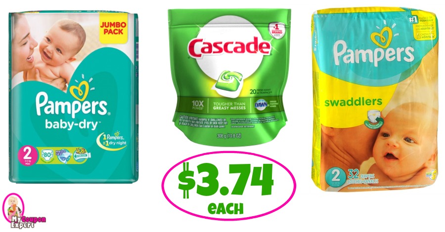 Pampers Diapers & Cascade $3.74 at Publix!!